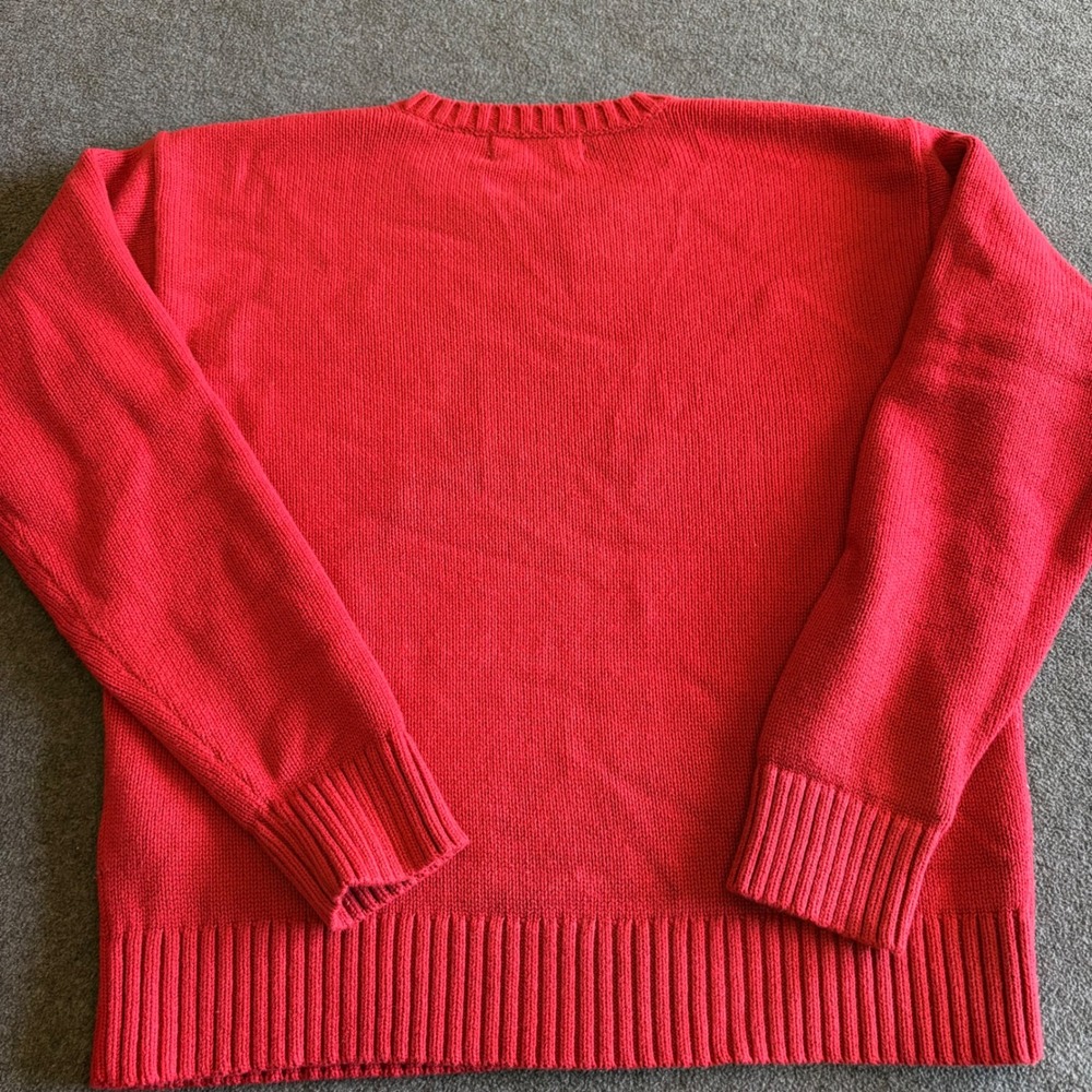Lauren Ralph Lauren Red Cotton Dog Foxhound Intarsia Knit Sweater Womens XS RLL - Picture 12 of 12